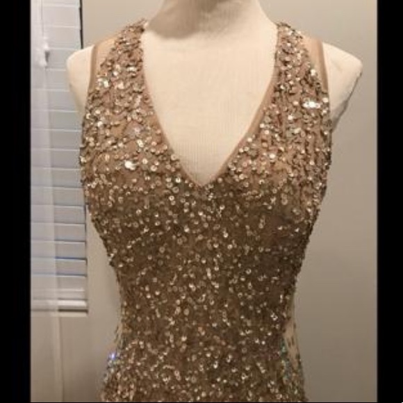 Adrianna Papell side mesh embellished sleeveless long gown - Picture 4 of 9